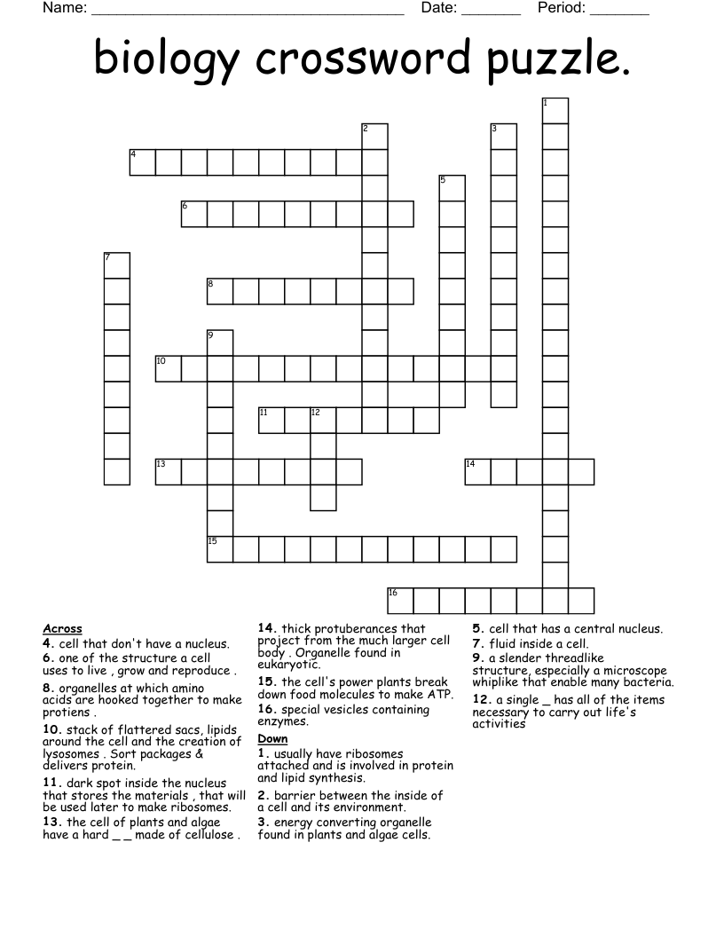 biology crossword puzzle.