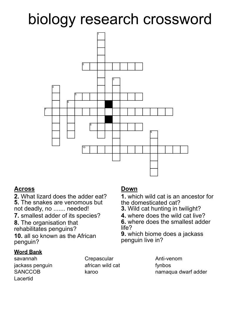 biology research crossword