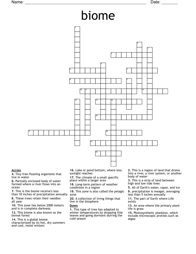biome Crossword