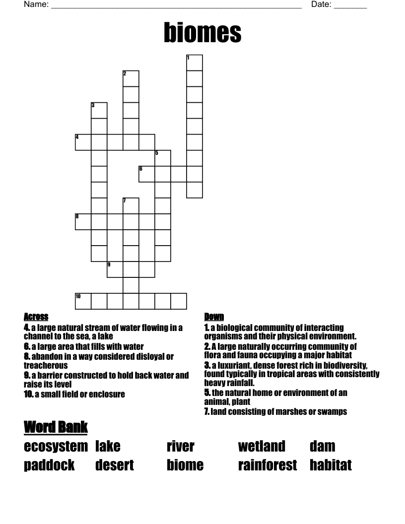 biomes Crossword