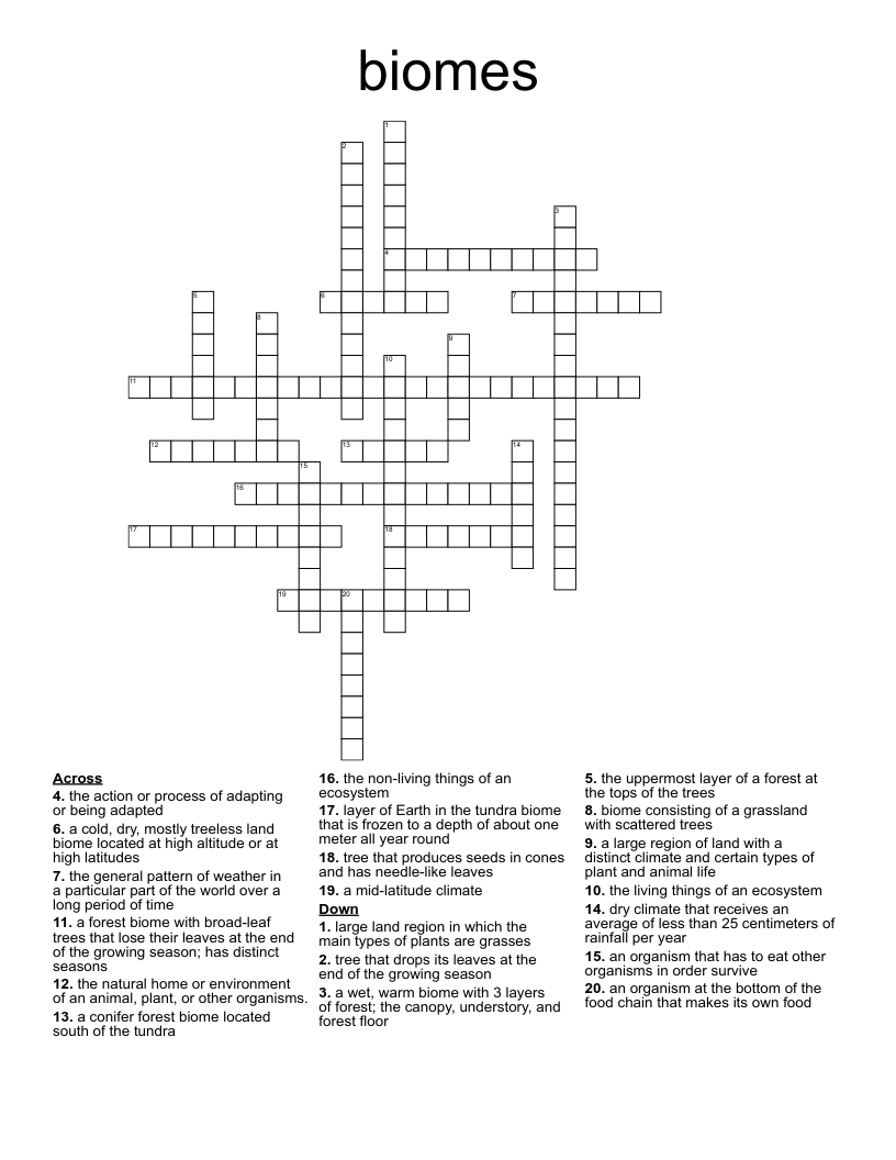 biomes Crossword