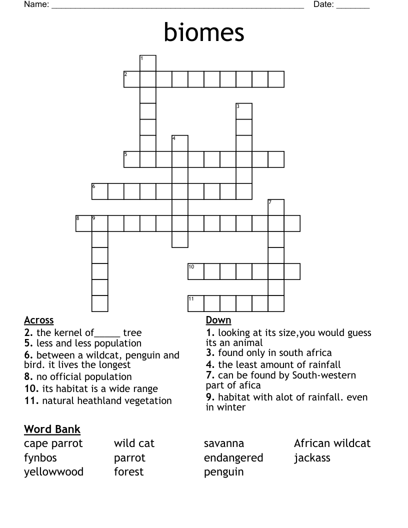 biomes Crossword