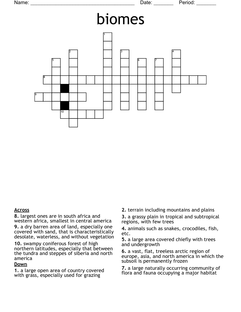 biomes Crossword