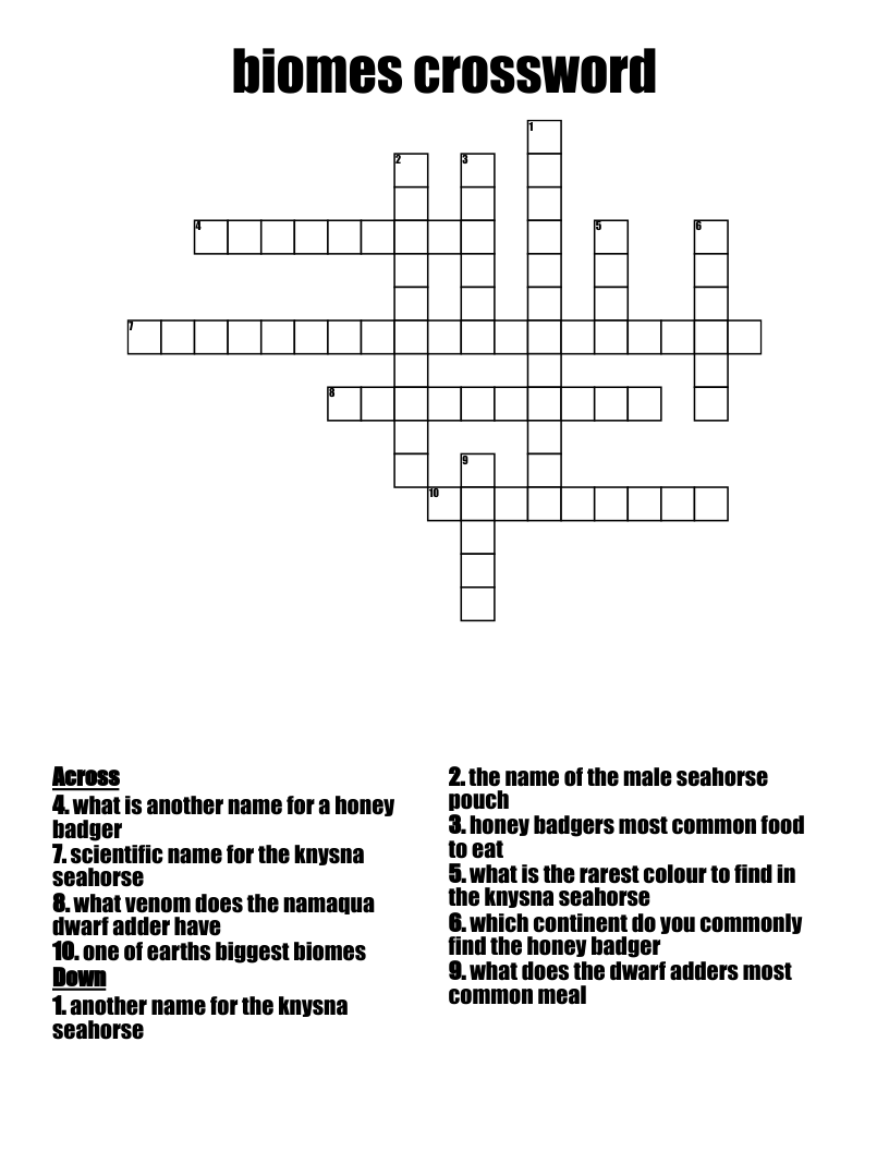 biomes crossword 