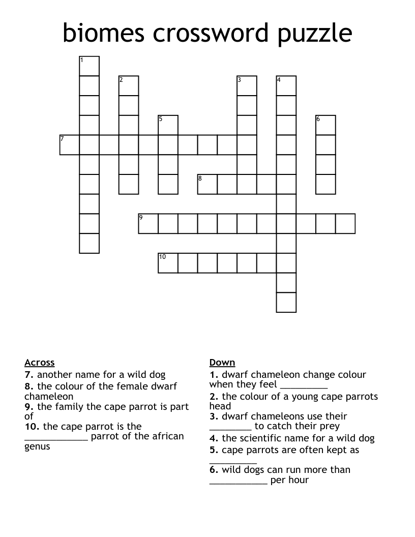 biomes crossword puzzle
