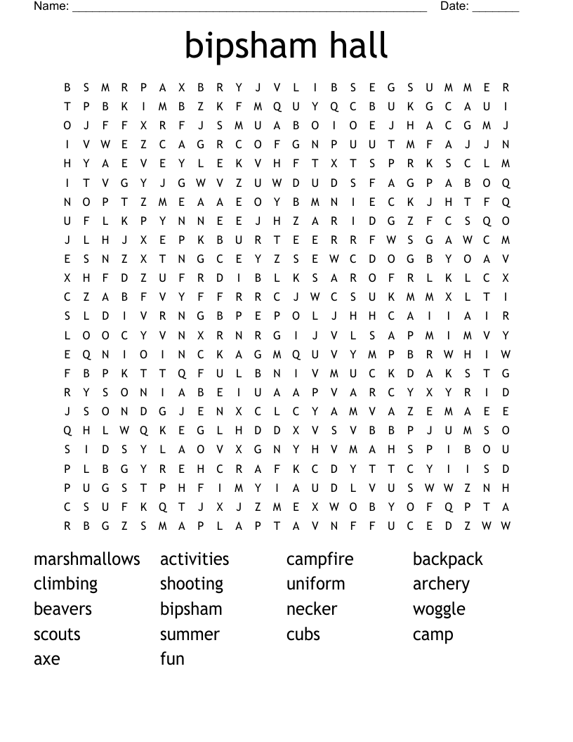bipsham hall Word Search