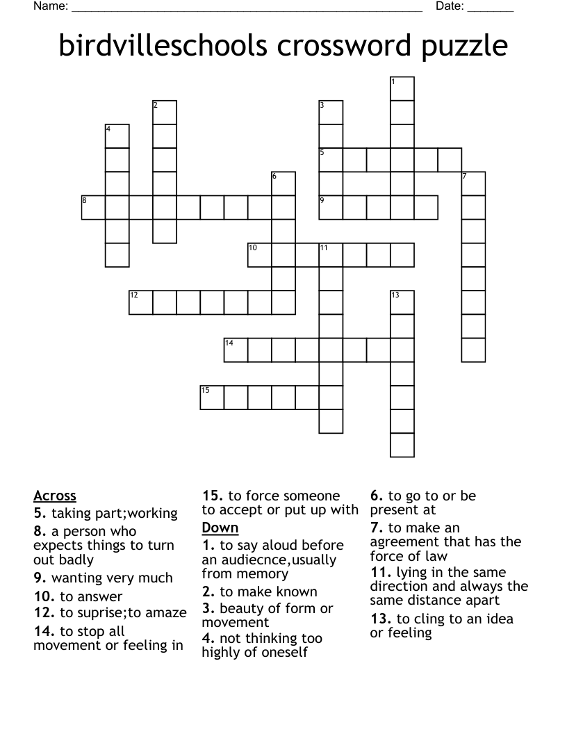 birdvilleschools crossword puzzle