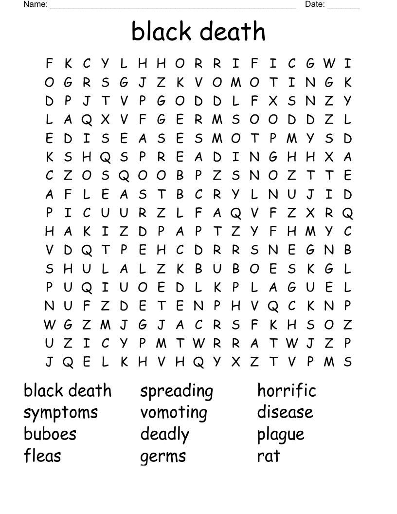 black death Word Search