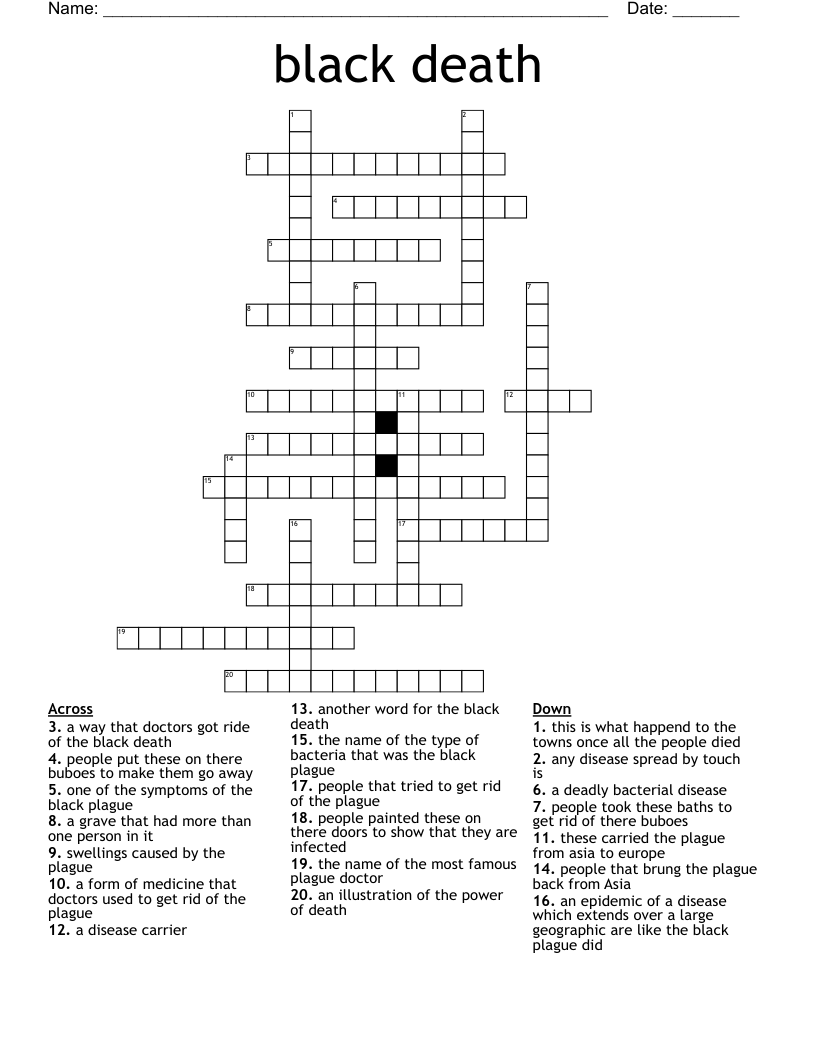 black death  Crossword