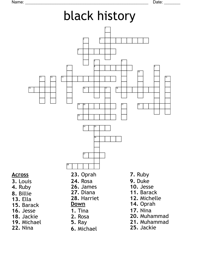 black history Crossword