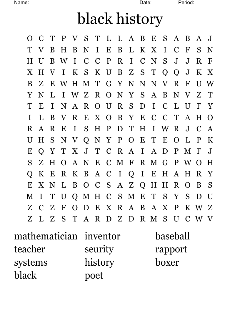 black history  Word Search