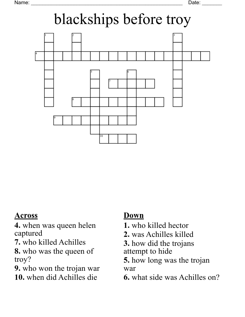 blackships before troy Crossword