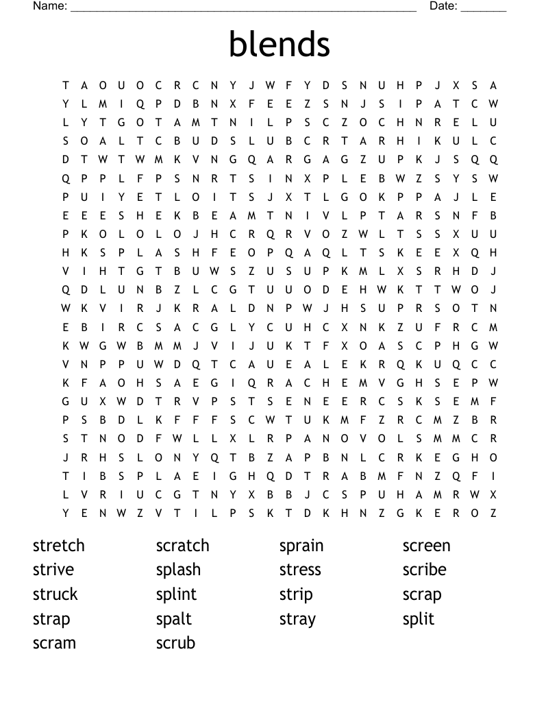 blends Word Search