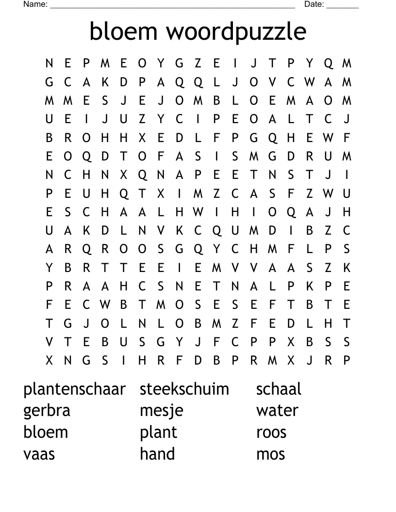 bloem woordpuzzle Word Search