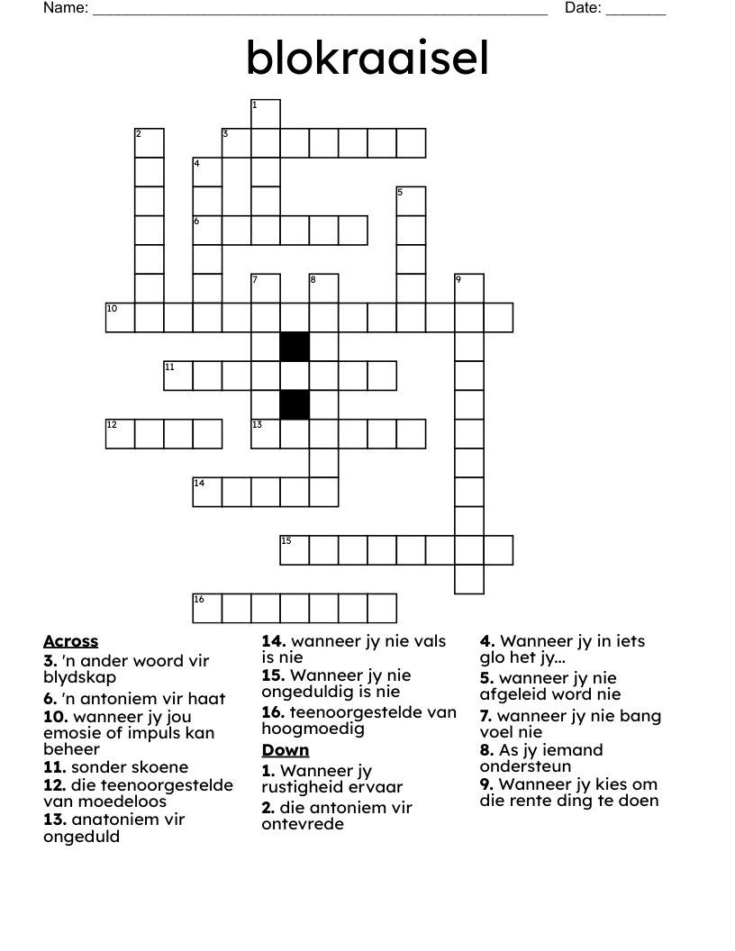 blokraaisel Crossword