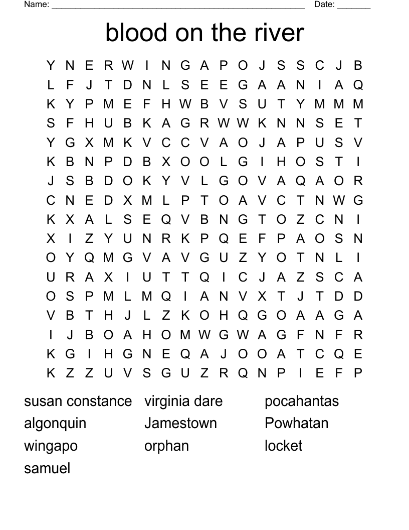blood on the river Word Search