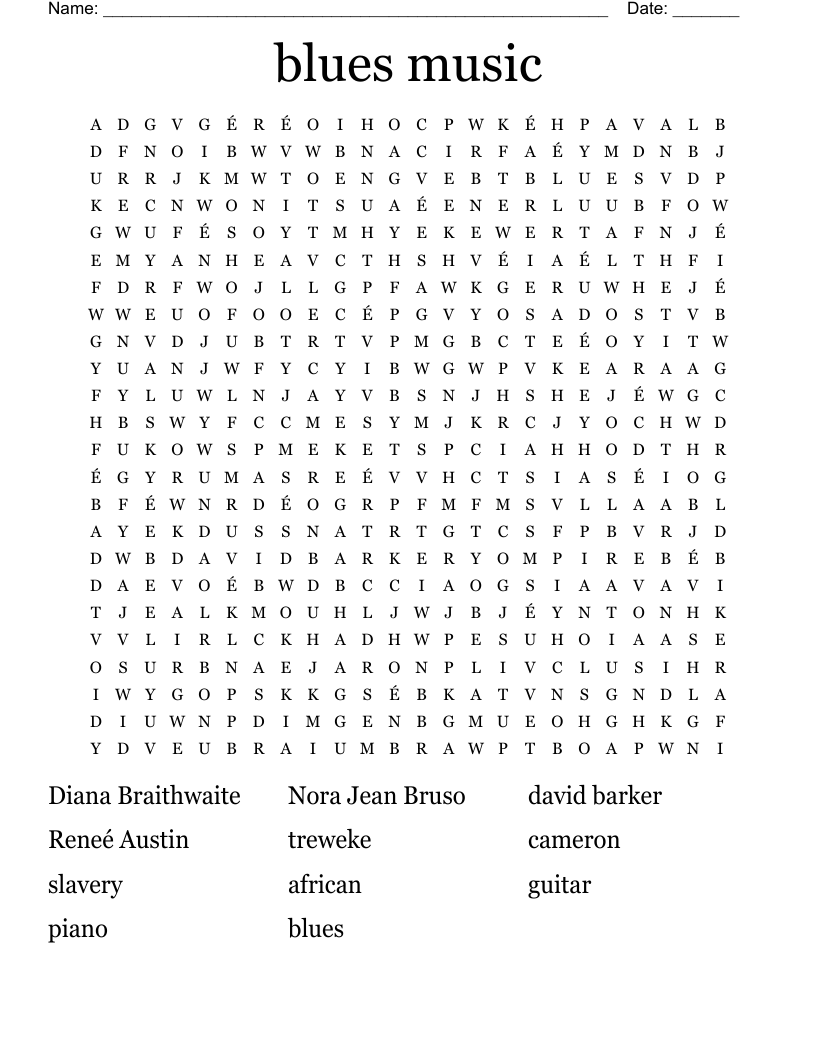 blues music Word Search