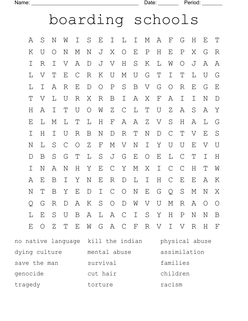 boarding schools  Word Search