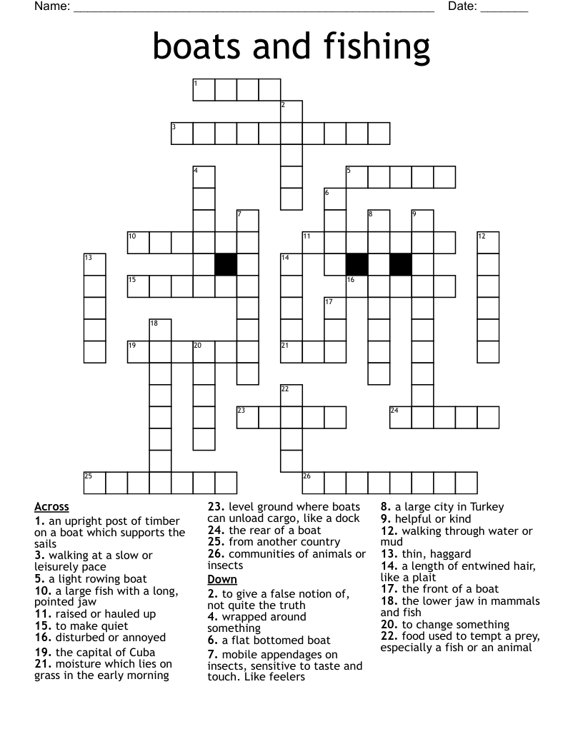 boats and fishing Crossword