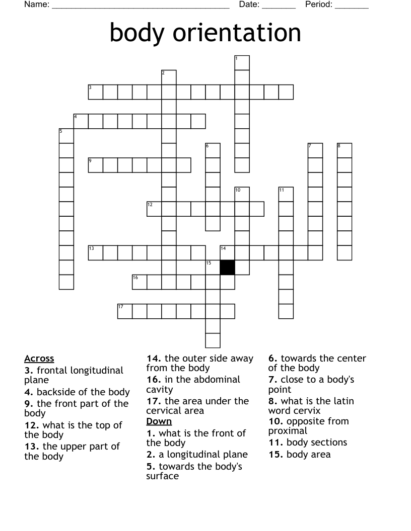 body orientation Crossword