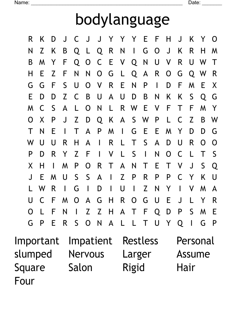 bodylanguage Word Search