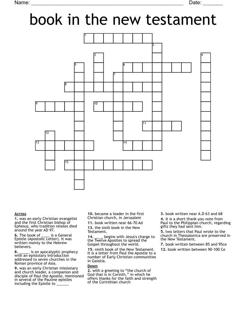 book in the new testament Crossword