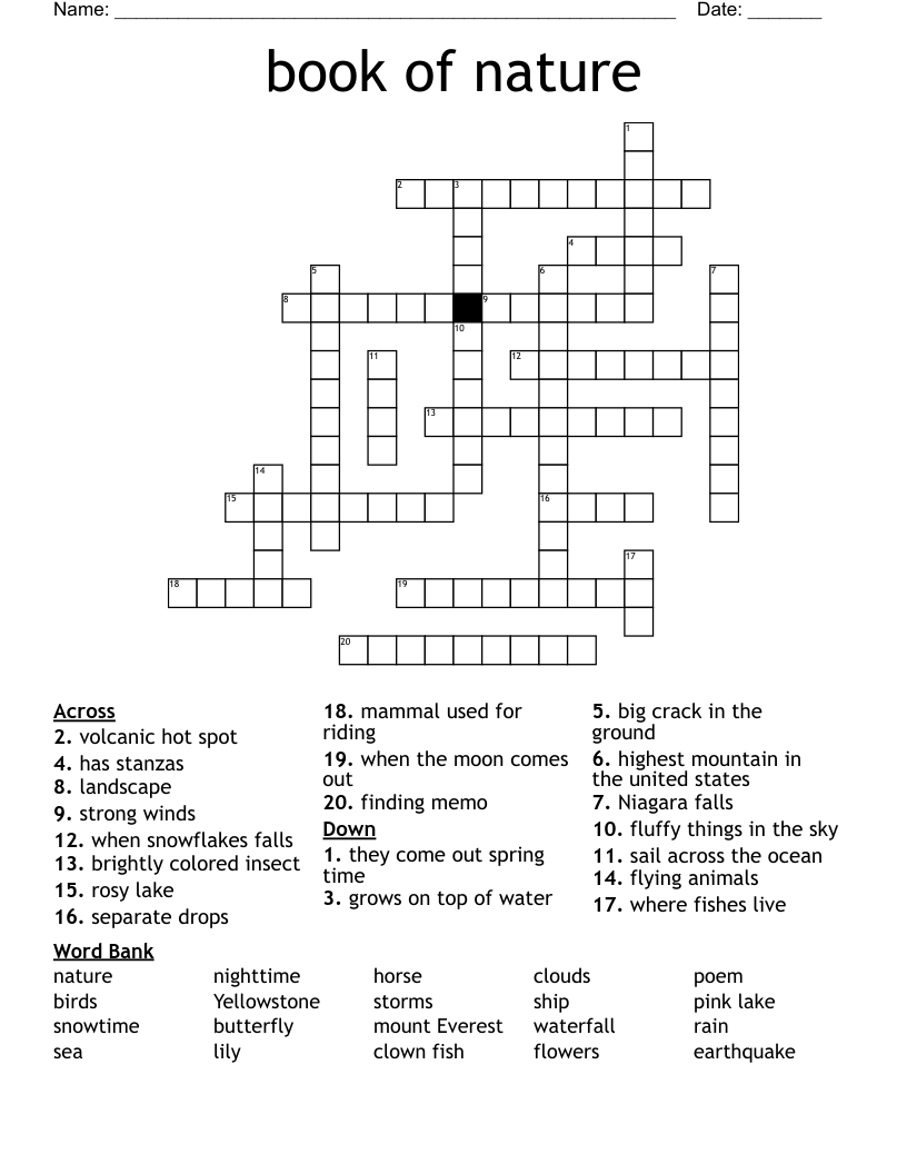 book of nature  Crossword