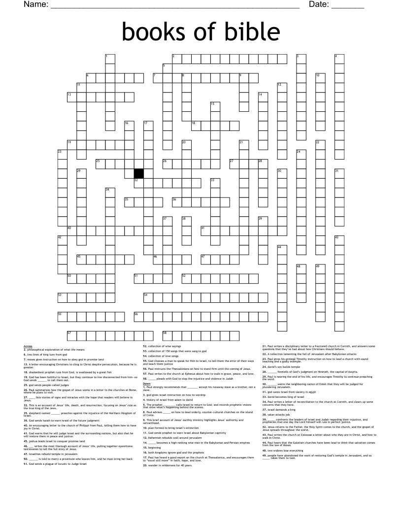 books of bible Crossword
