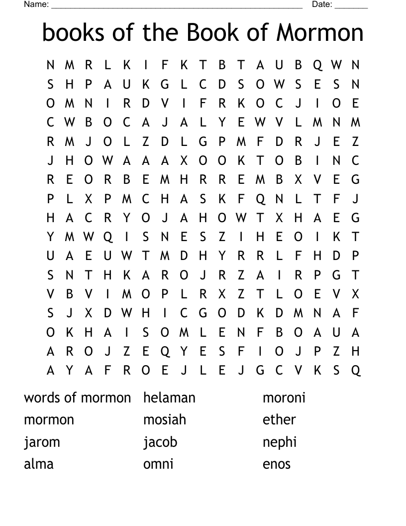 books of the Book of Mormon Word Search