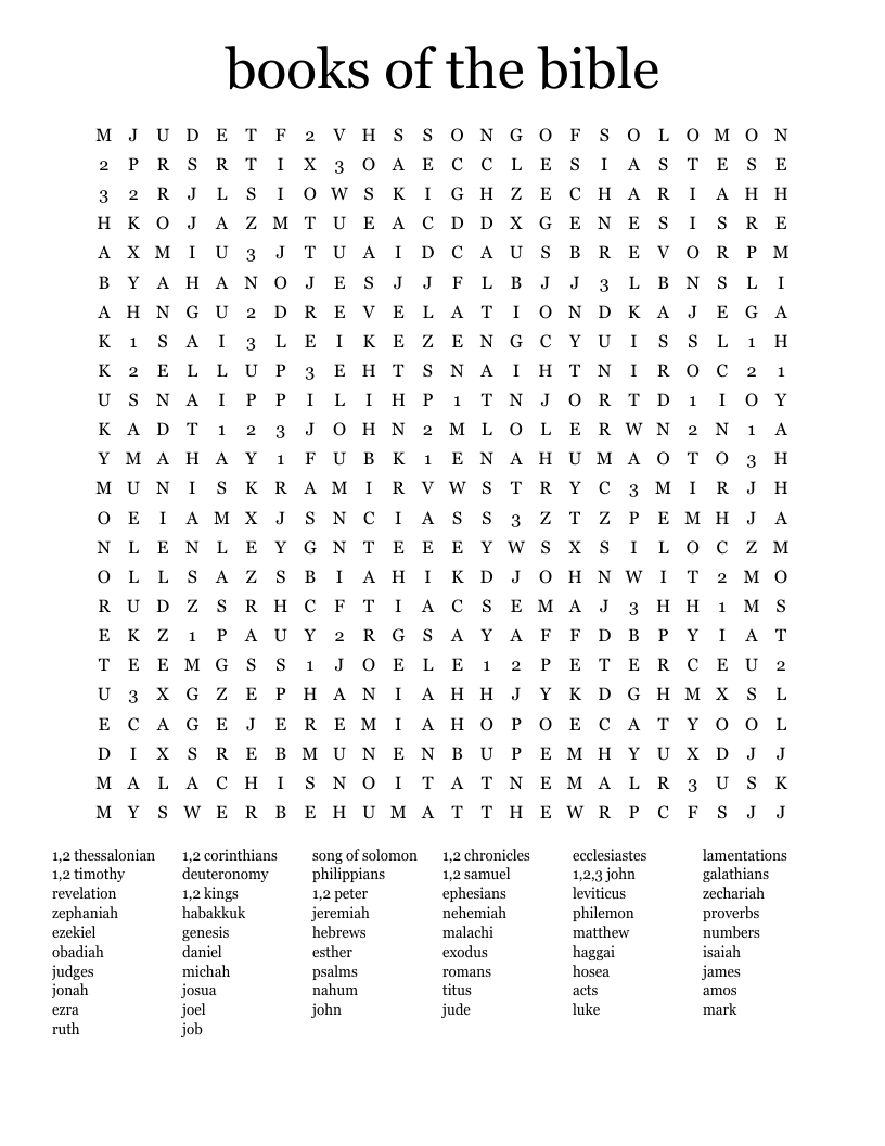 books of the bible Word Search