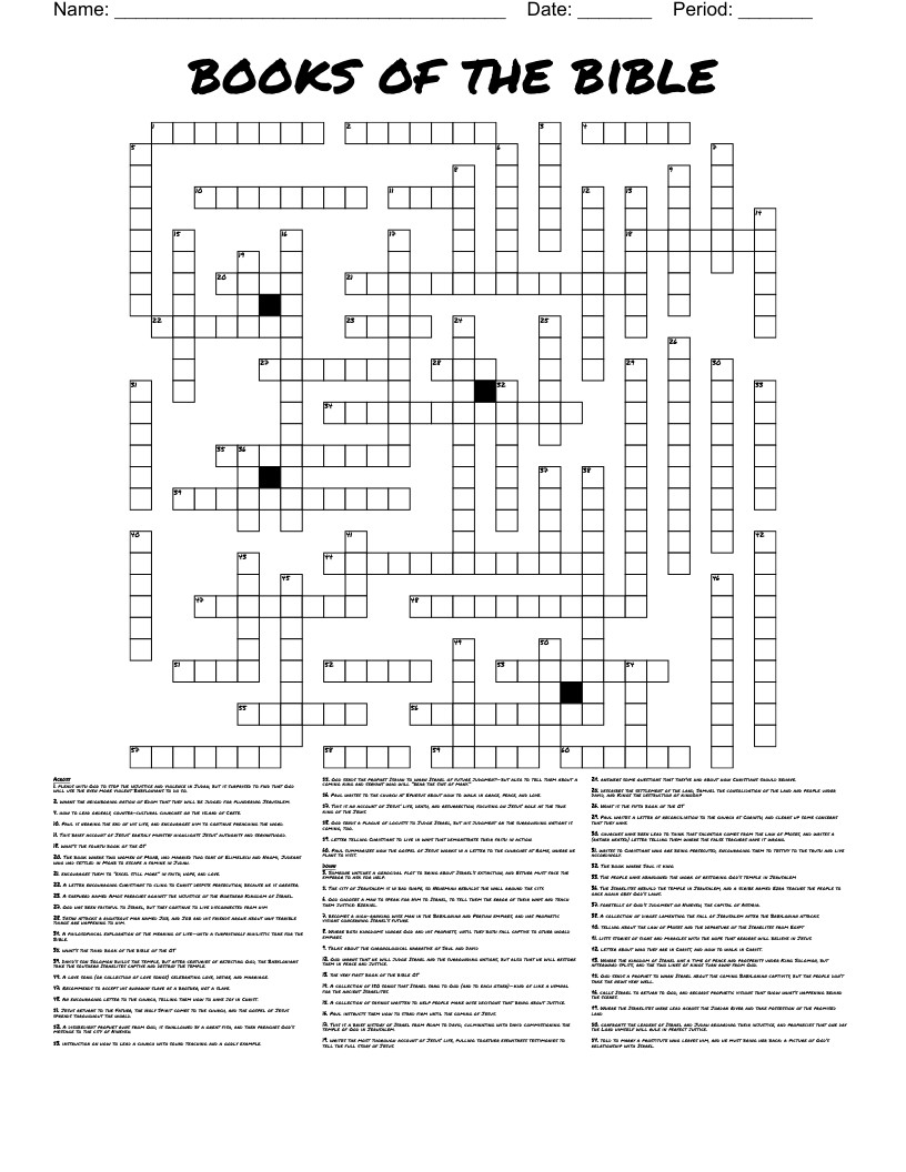 books of the bible  Crossword