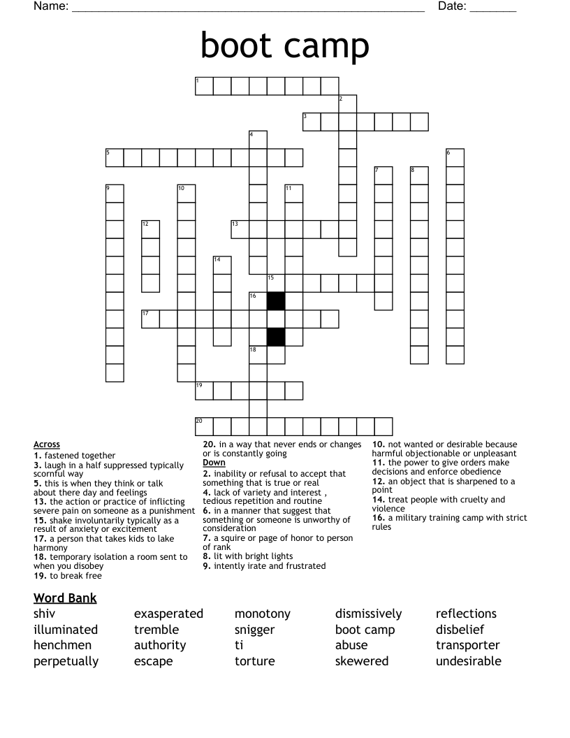 boot camp Crossword