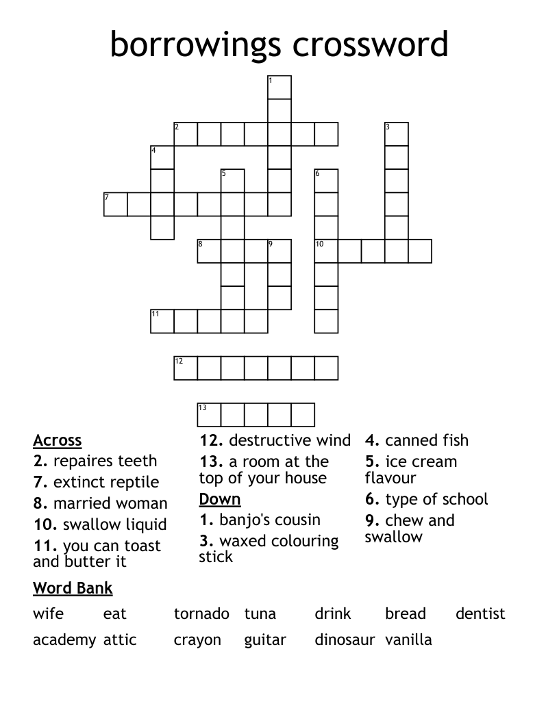 borrowings crossword