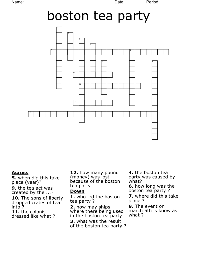 boston tea party  Crossword