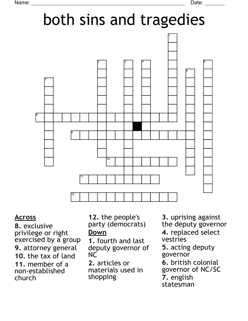 both sins and tragedies  Crossword