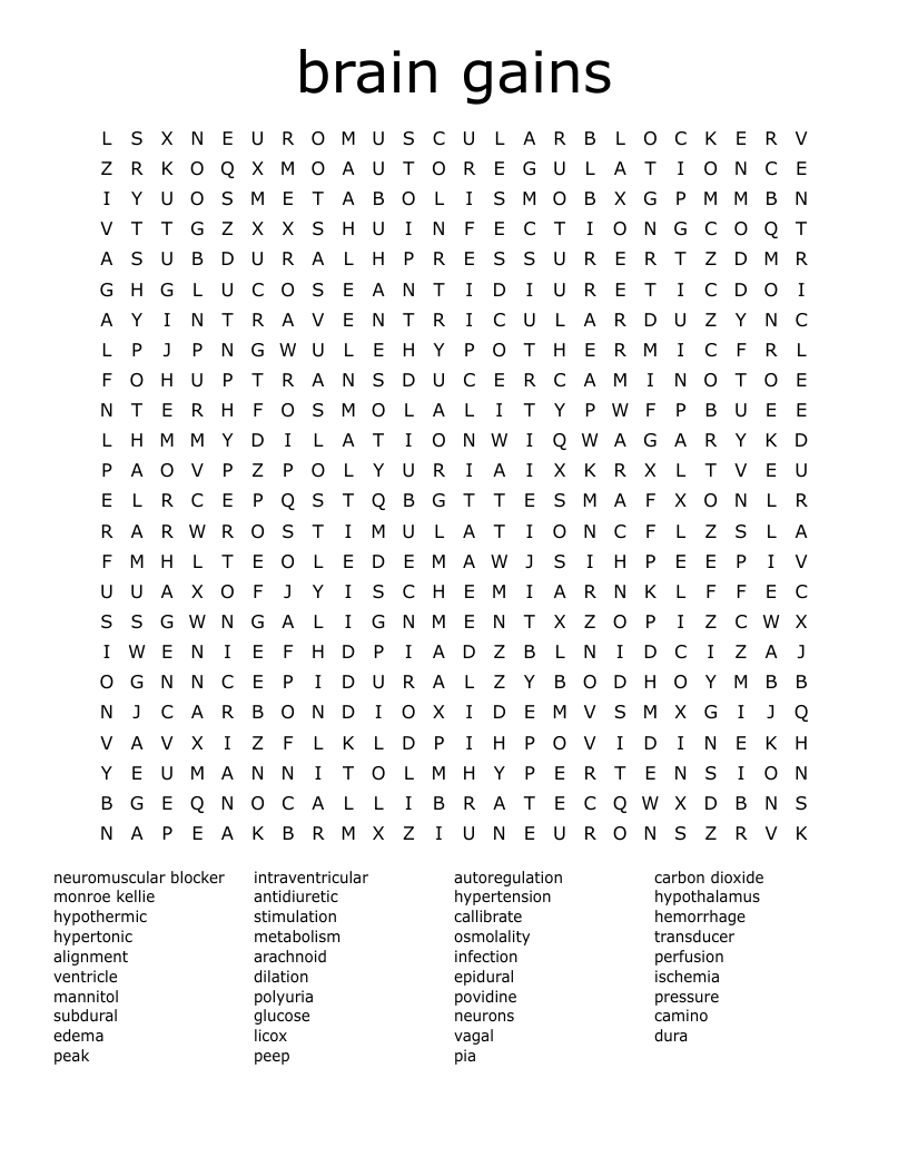 brain gains Word Search
