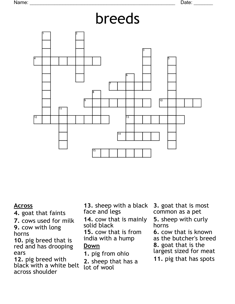 breeds Crossword