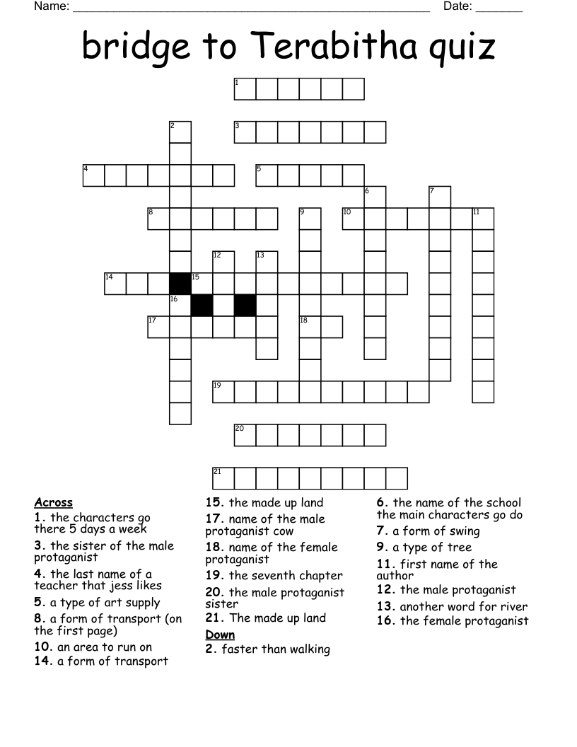 bridge to Terabitha quiz Crossword
