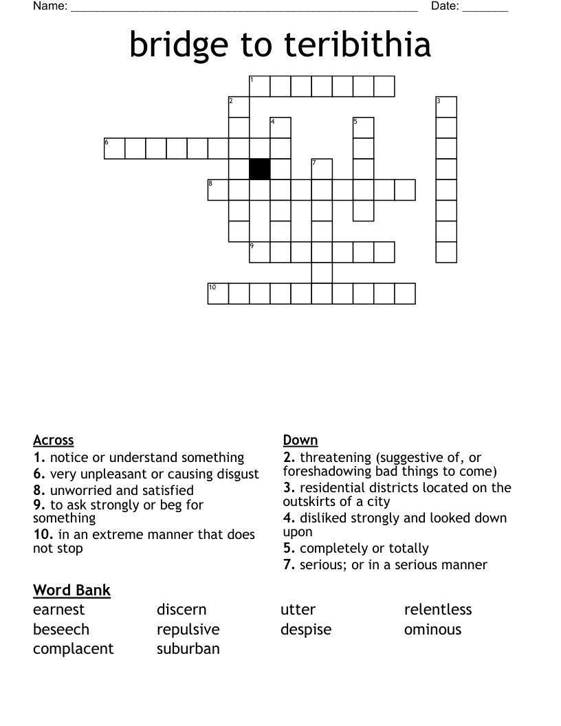 bridge to teribithia Crossword