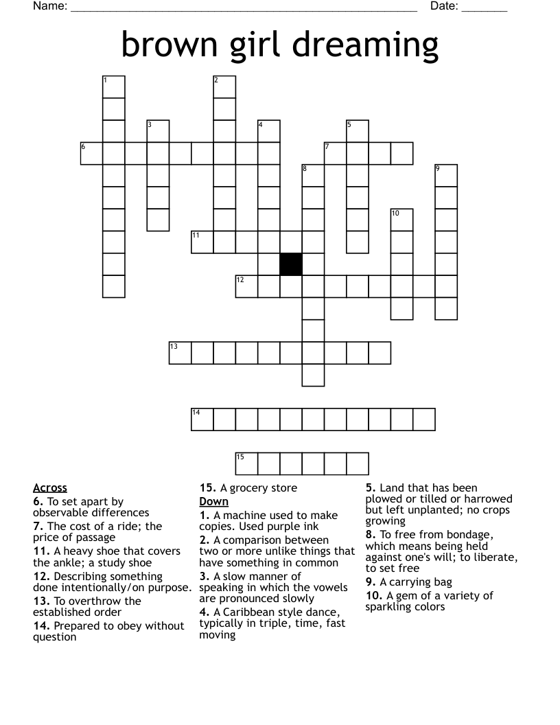 brown girl dreaming  Crossword
