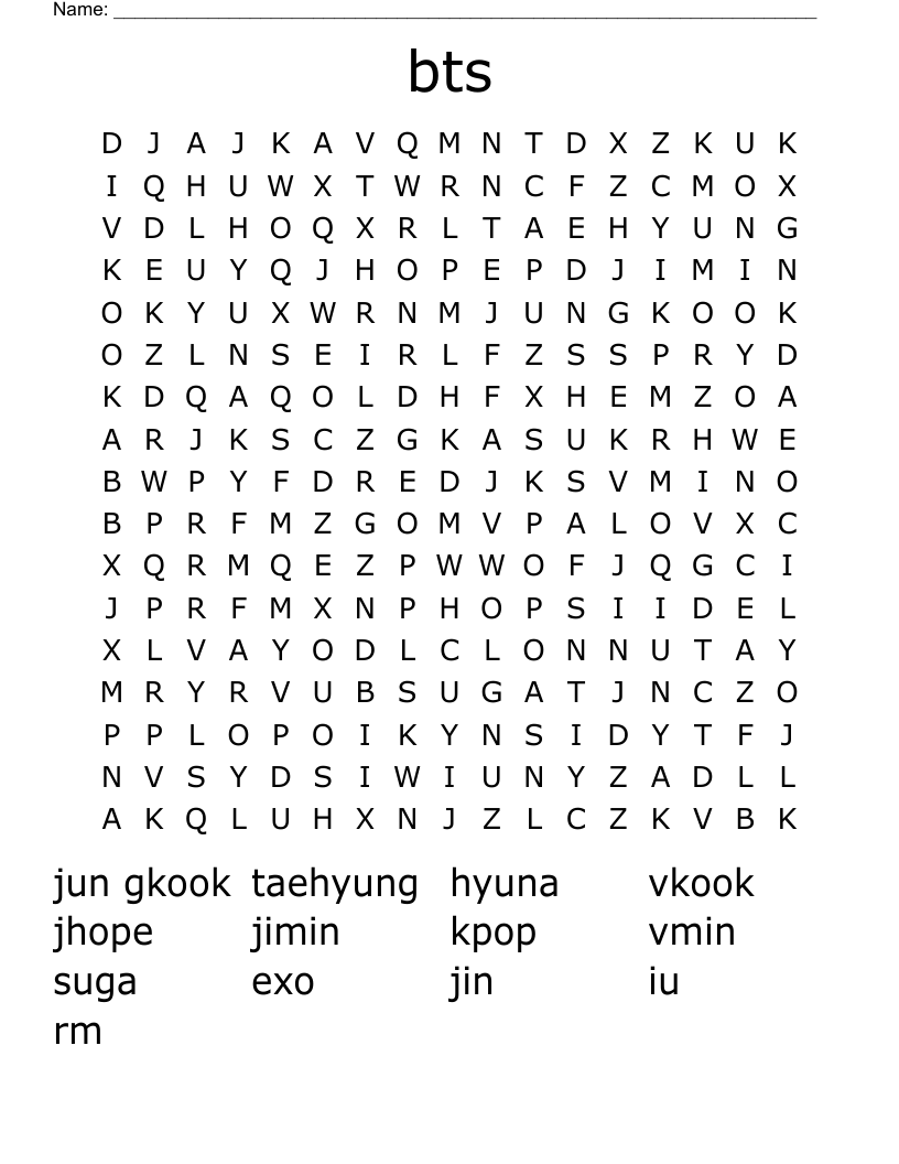 bts Word Search
