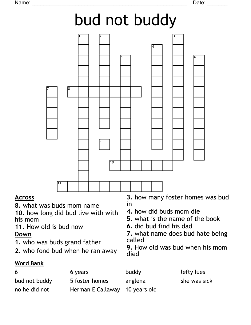 bud not buddy Crossword