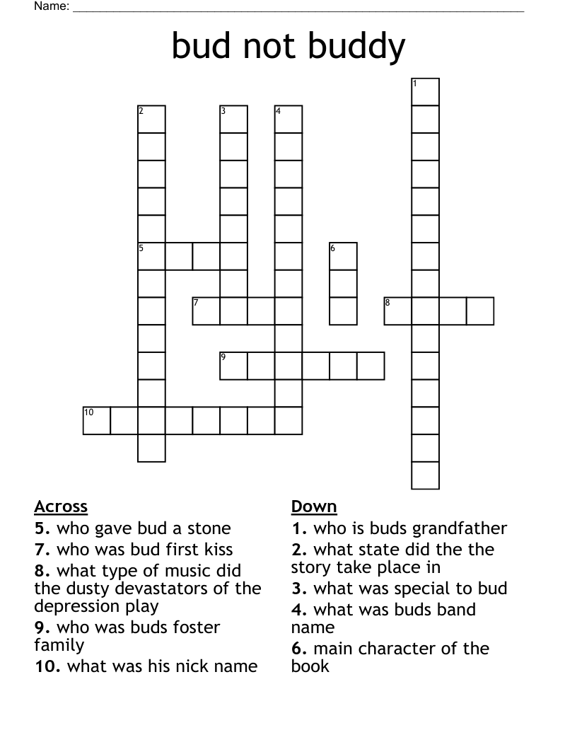 bud not buddy Crossword