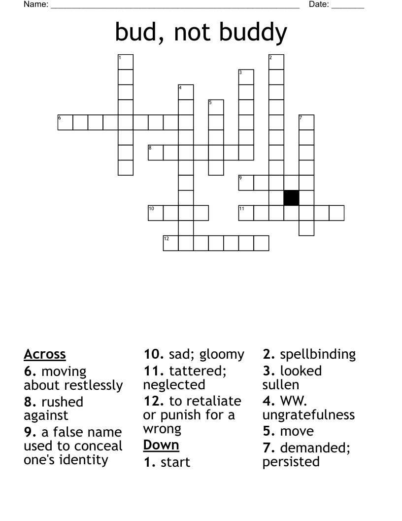 bud, not buddy Crossword