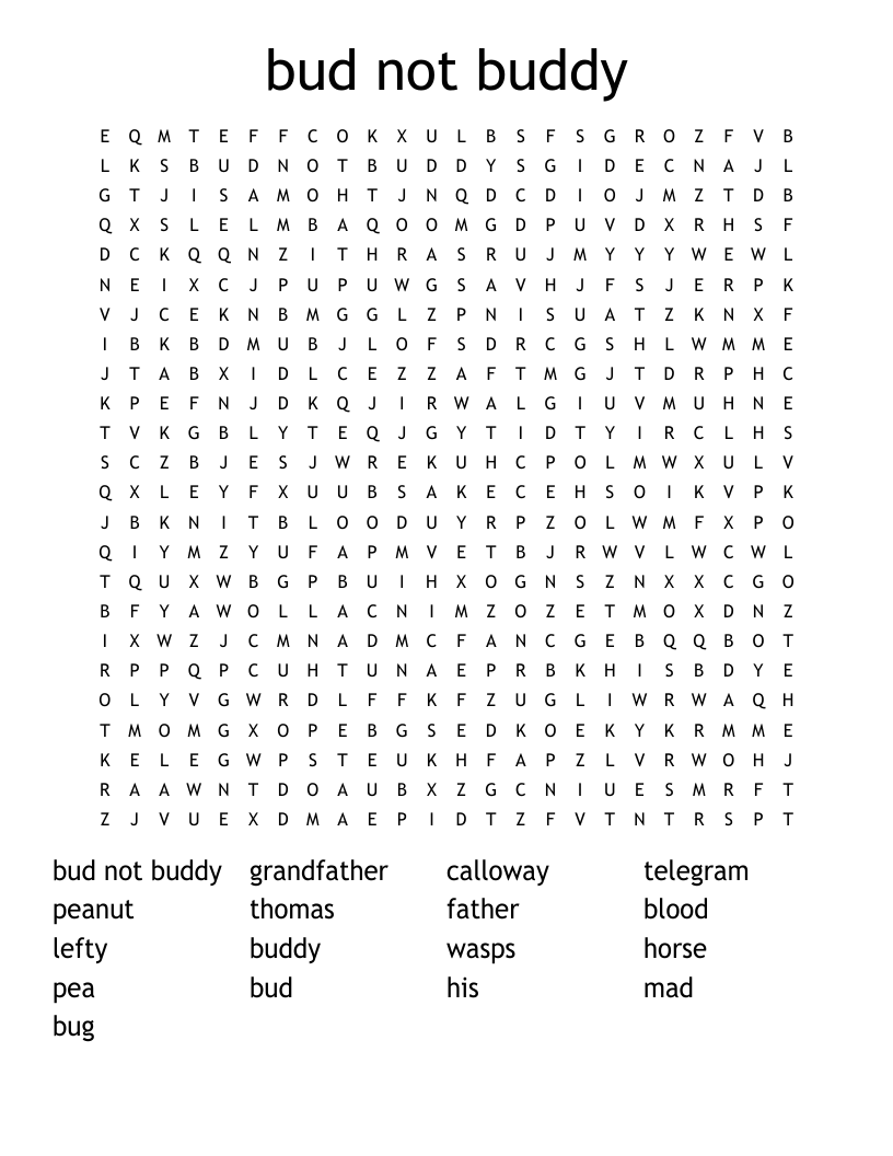 bud not buddy  Word Search