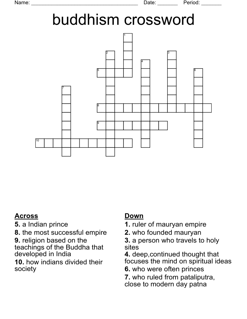 buddhism crossword