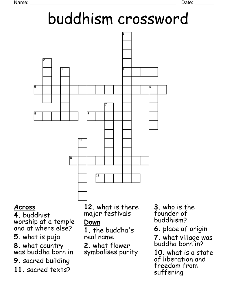 buddhism crossword