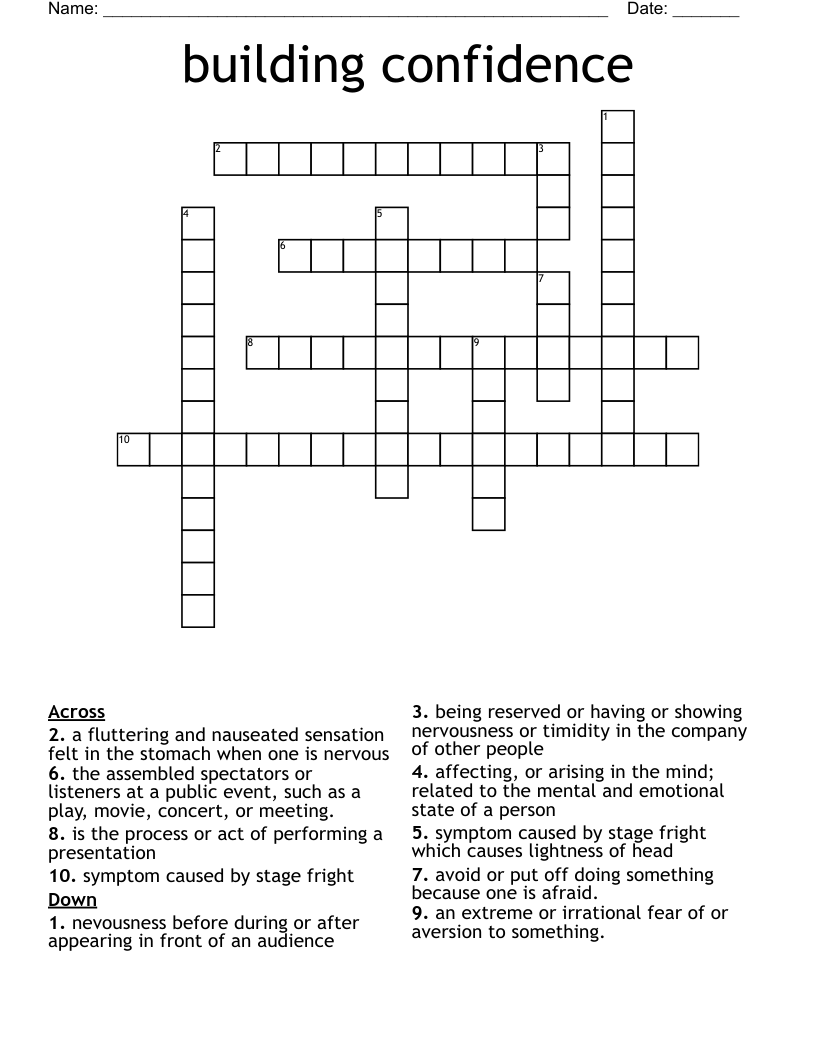 building confidence Crossword
