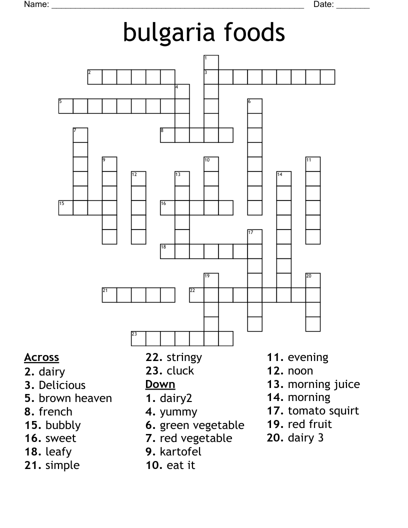 bulgaria foods Crossword