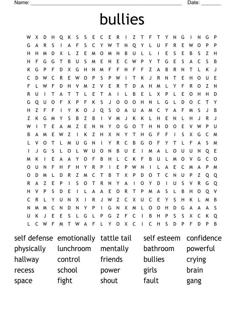 bullies Word Search